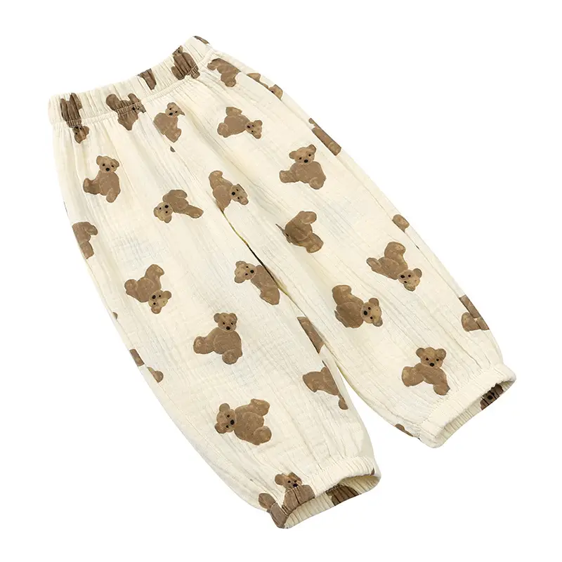 Boys Girls Mosquito Proof Cotton Pants Cream Polka Dot