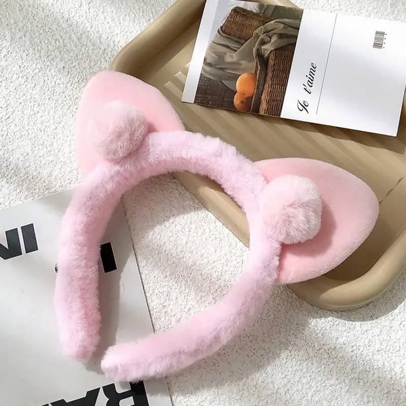Pink Furry Cat Ear Hairband for Women — feature 7