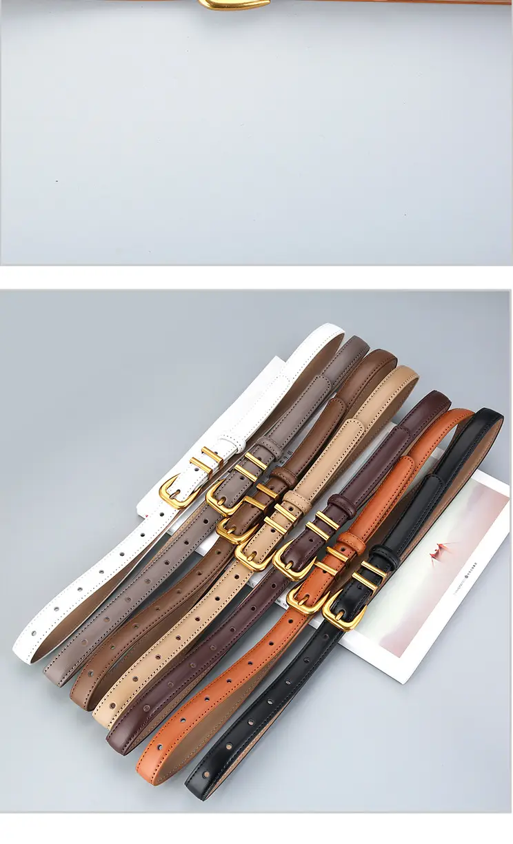 Women's Black Cowhide Belt with Gold Buckle β feature 11