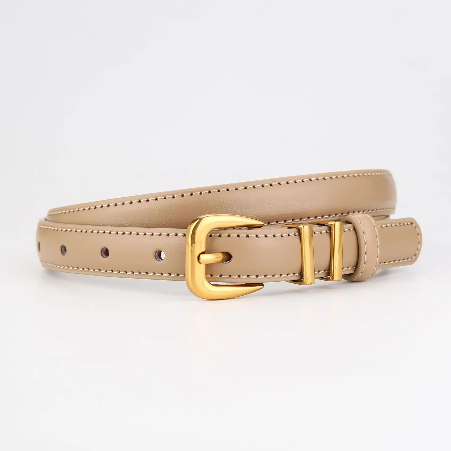 Women's Black Cowhide Belt with Gold Buckle - Image 4