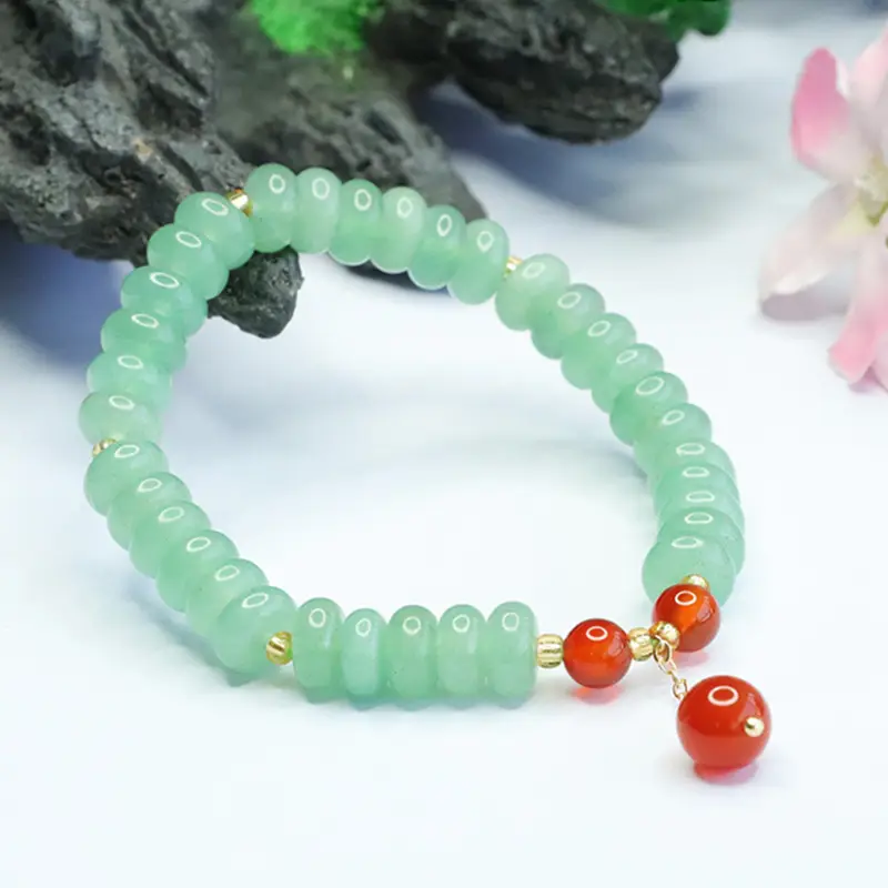 Jade Tassel Bracelet with Red Accents - Image 2