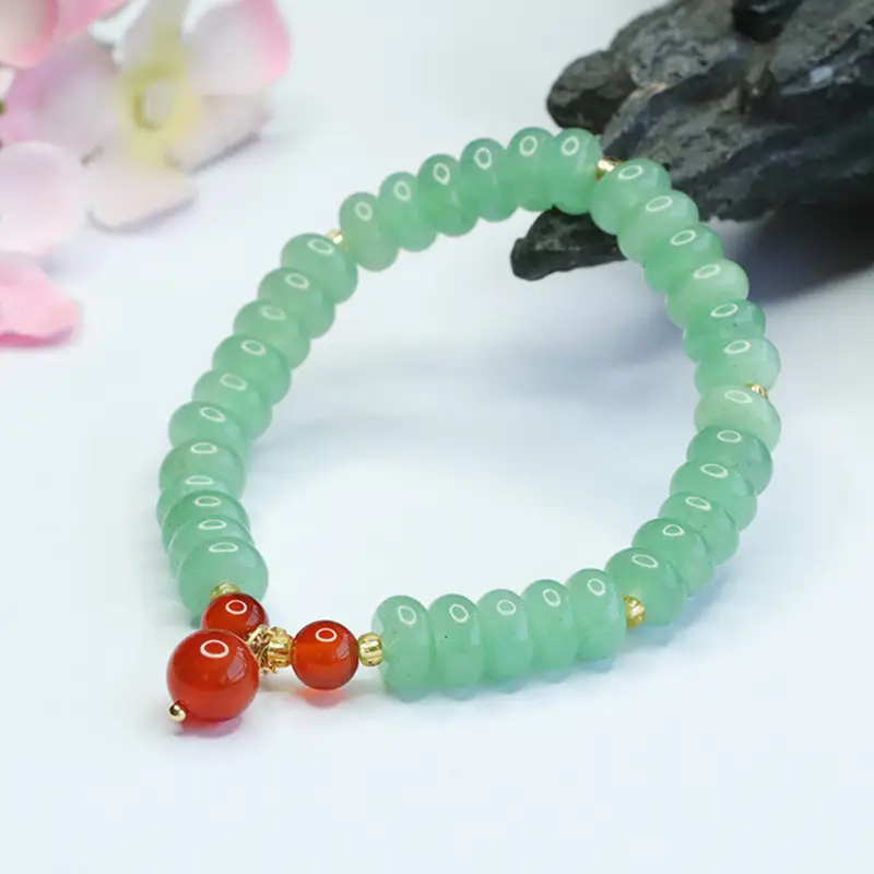 Jade Tassel Bracelet with Red Accents - Image 3