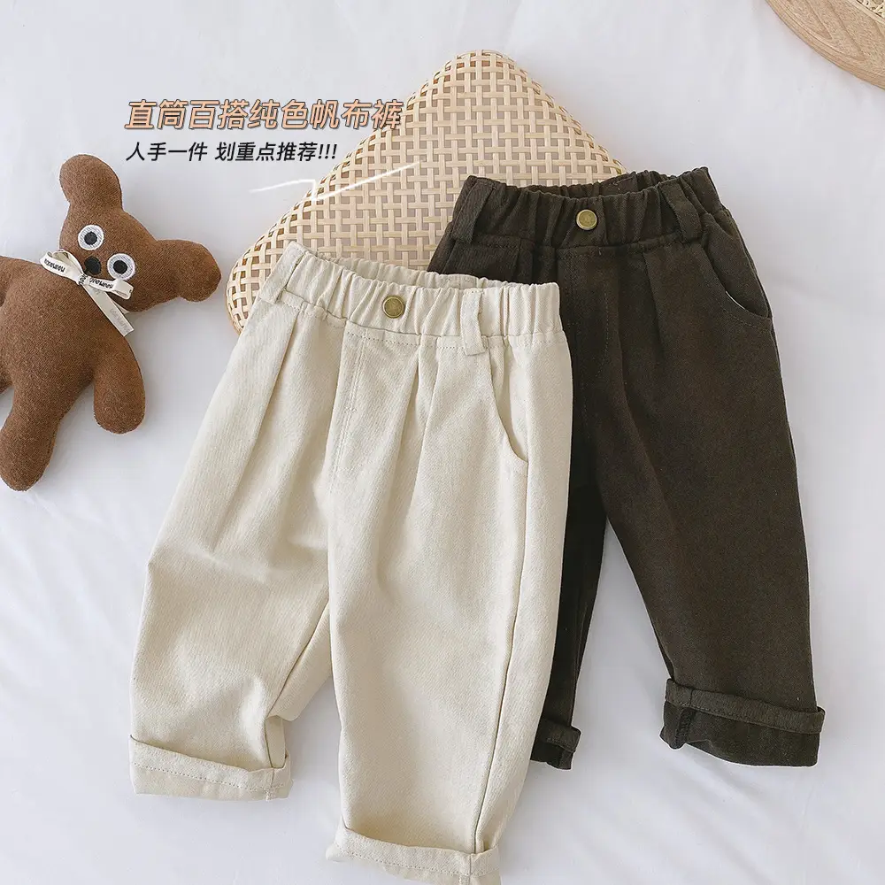 Boys' Korean Style Cotton Trousers 0-6Yrs Solid Color - Image 6