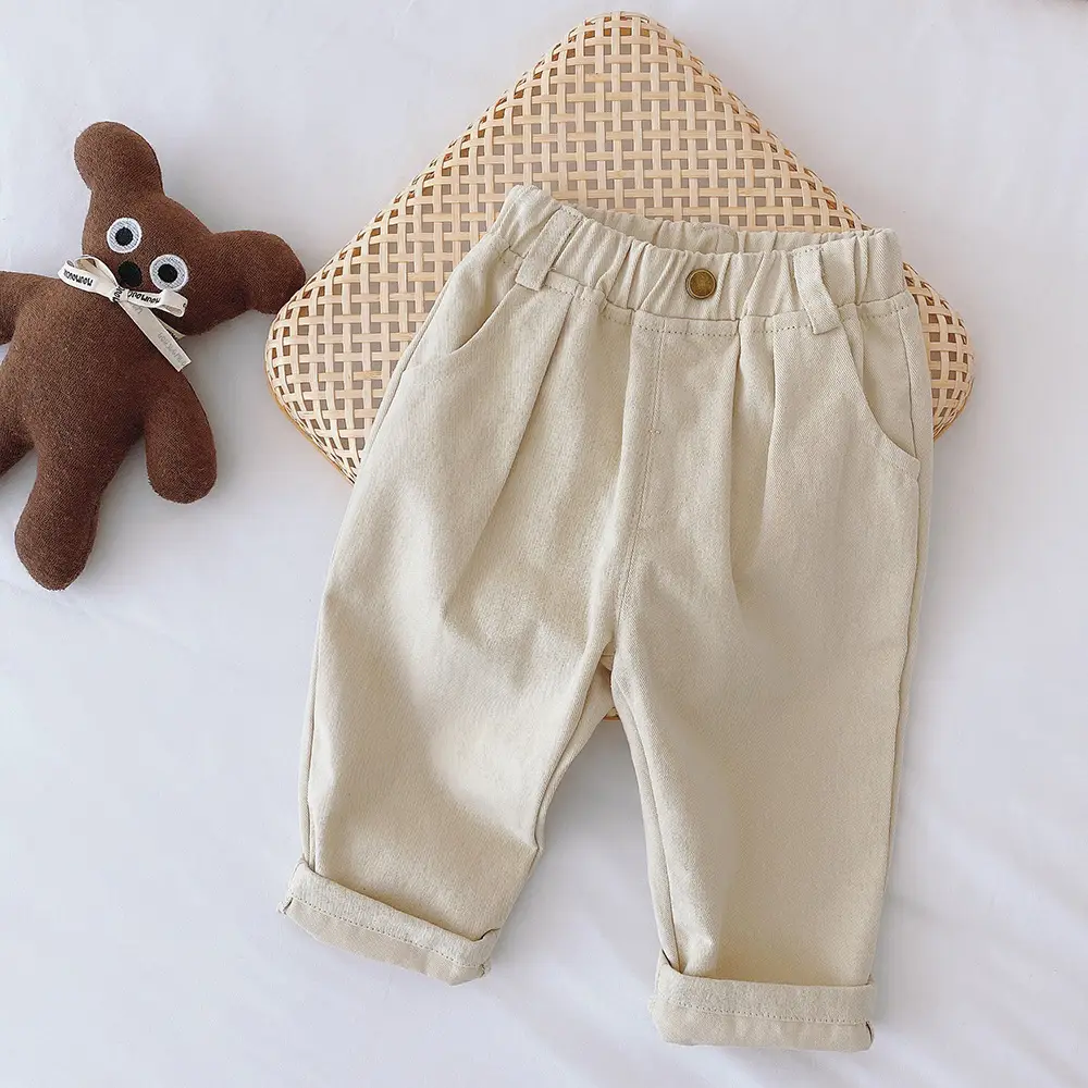 Boys' Korean Style Cotton Trousers 0-6Yrs Solid Color — feature 11