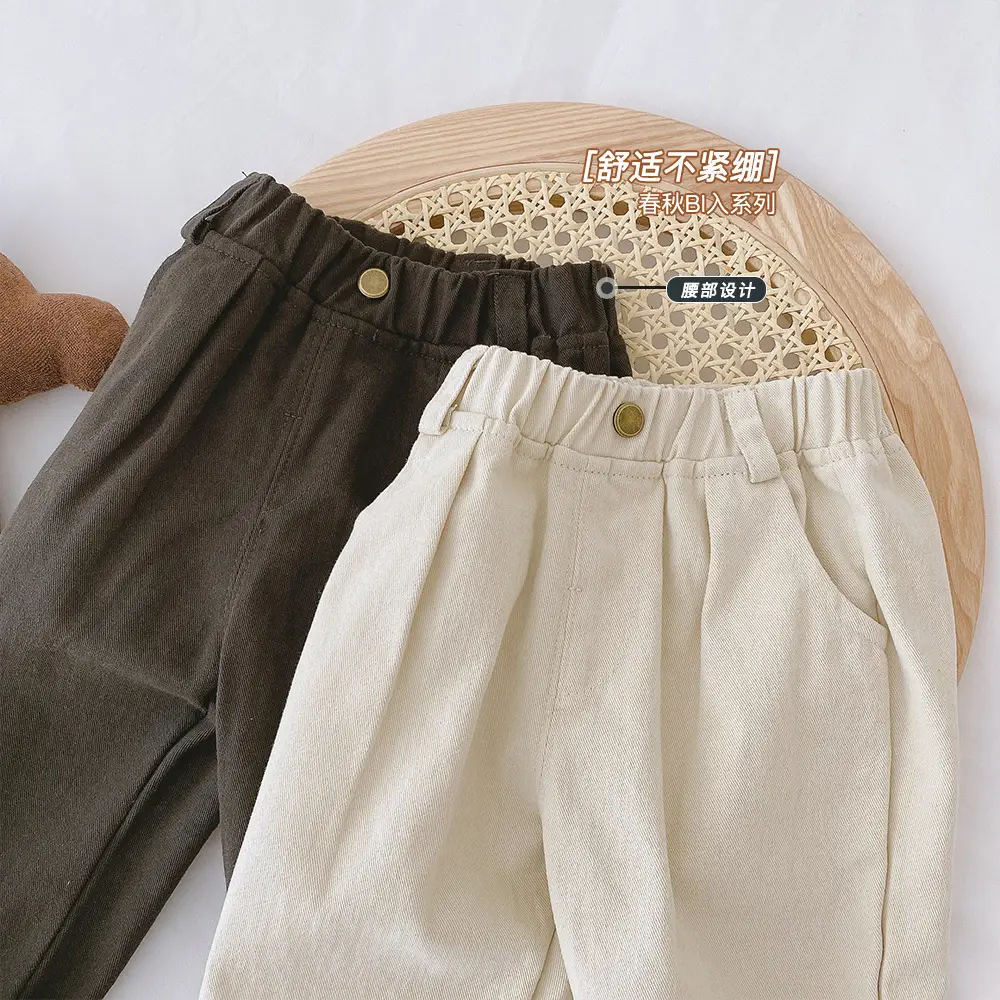 Boys' Korean Style Cotton Trousers 0-6Yrs Solid Color — feature 13