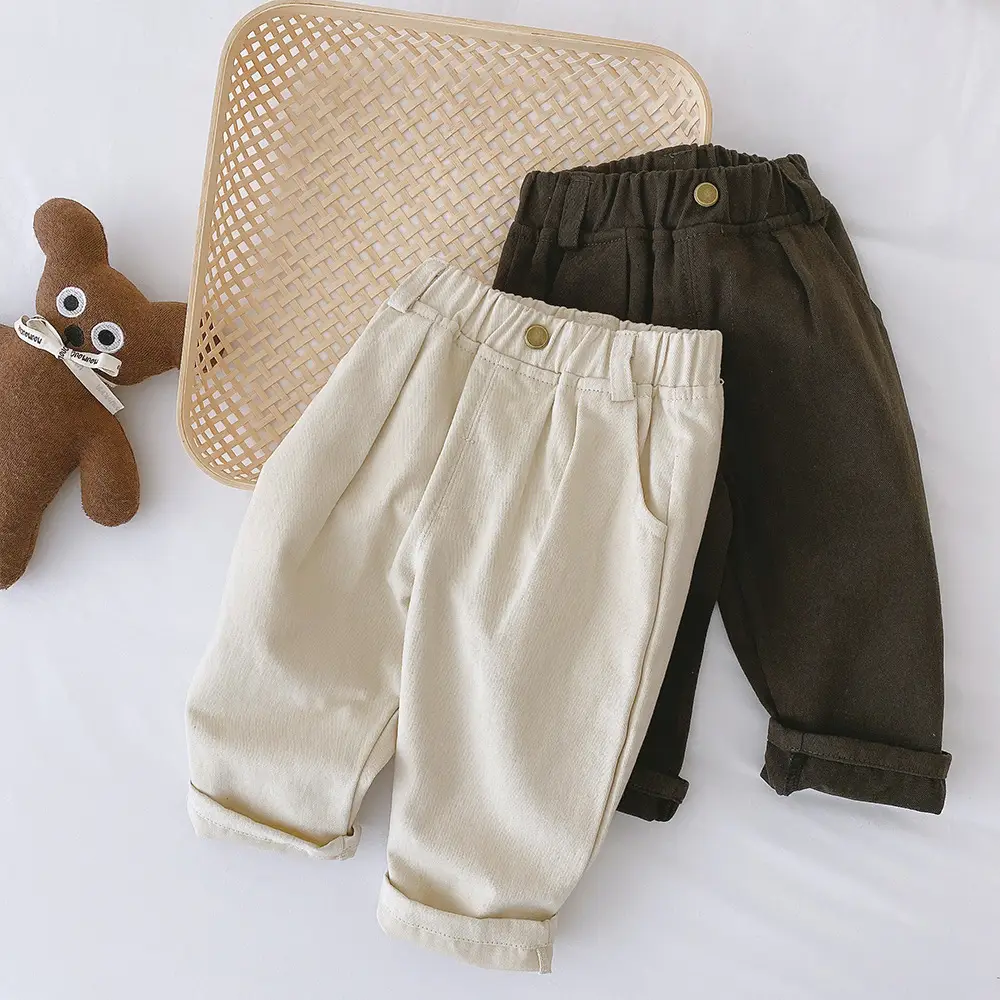Boys' Korean Style Cotton Trousers 0-6Yrs Solid Color — feature 7