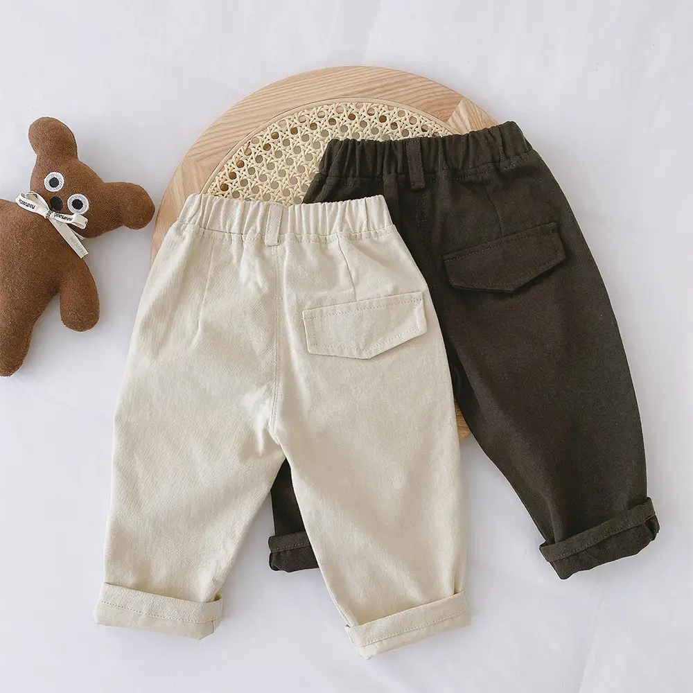 Boys' Korean Style Cotton Trousers 0-6Yrs Solid Color — feature 9