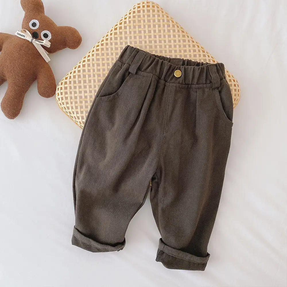 Boys' Korean Style Cotton Trousers 0-6Yrs Solid Color - Image 3