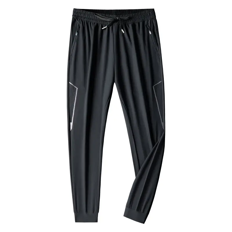 Men Ice Silk Straight Dosing Pants Black - Image 11