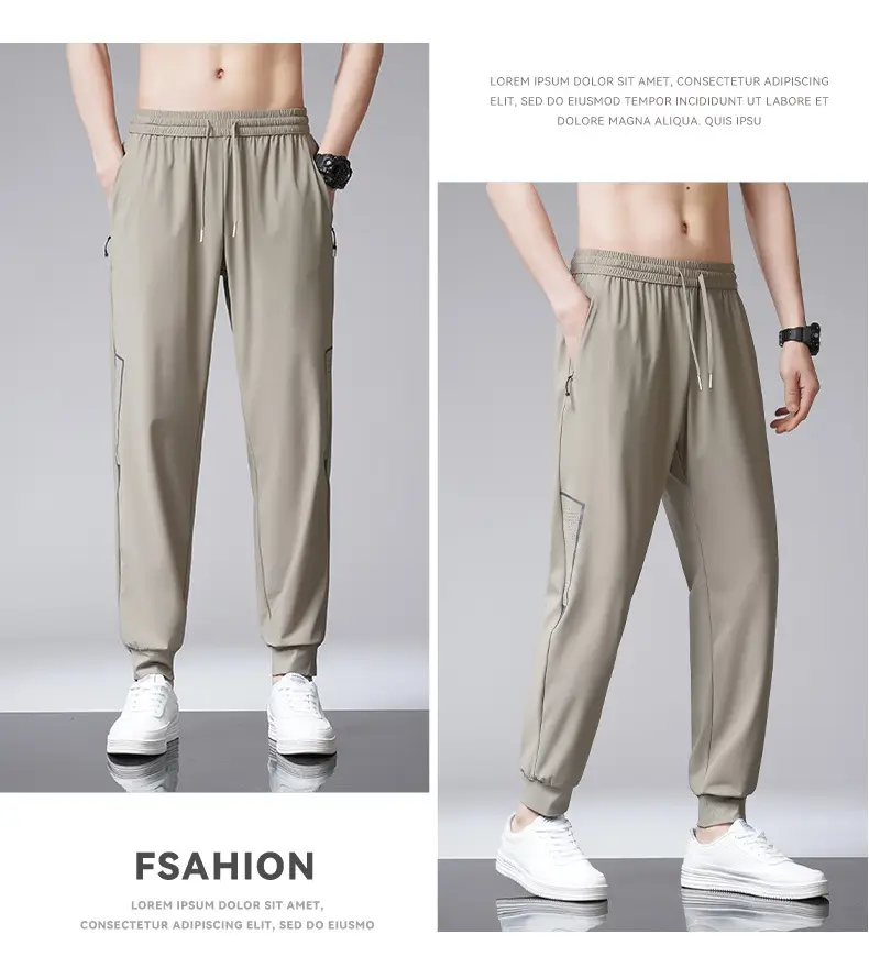 Men Ice Silk Straight Dosing Pants Black — feature 25