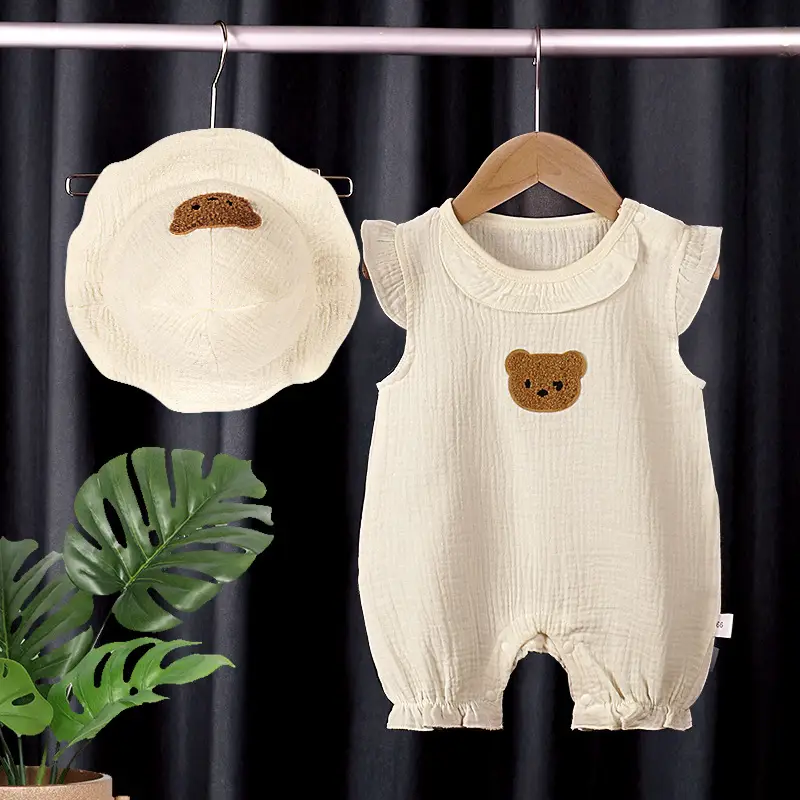 Baby Romper A-Class Cotton Jumpsuit with Hat - Image 6
