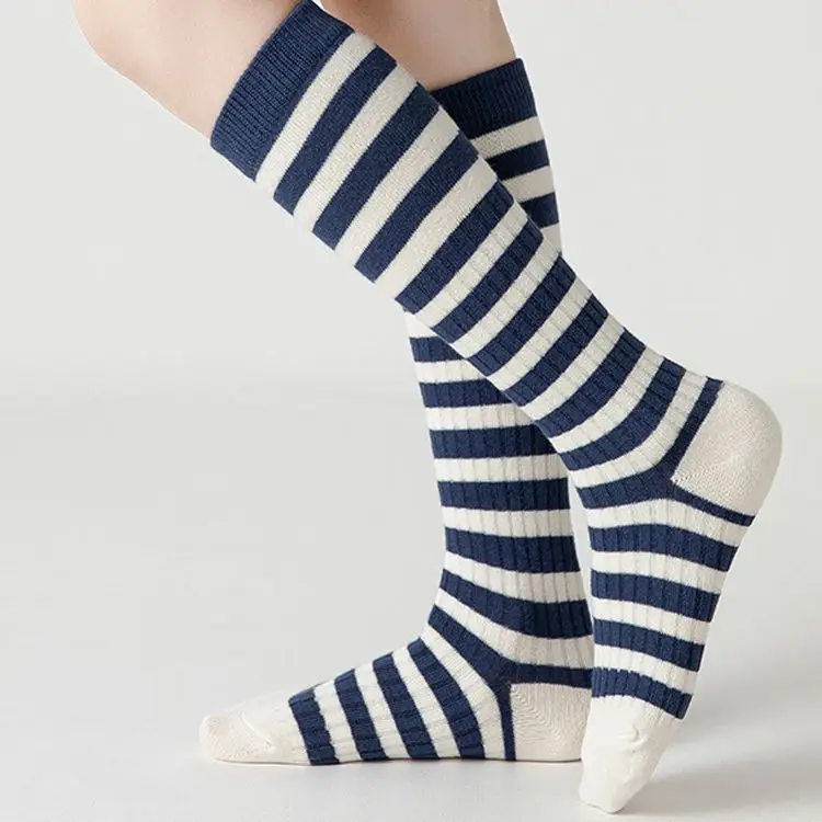 Children's Cotton Striped Calf Socks for Girls - Image 8