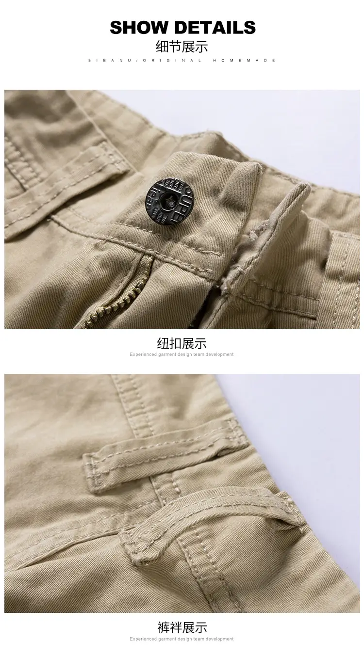 Men's Navy Blue Multi-Pocket Half-Shorts with Belt — feature 17