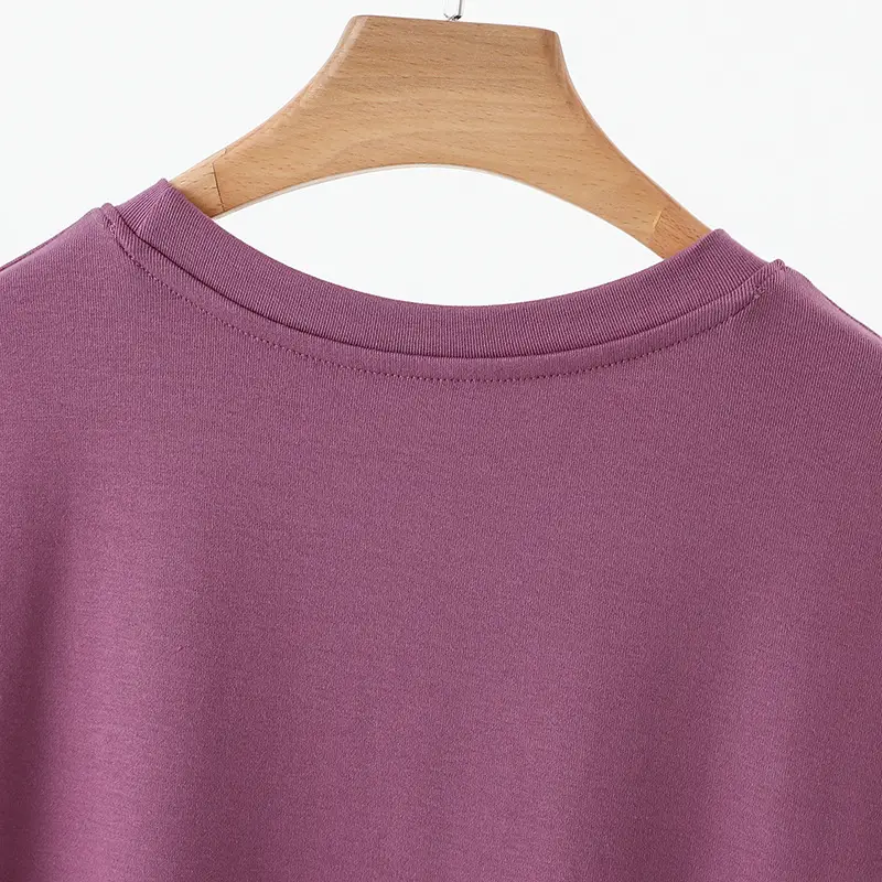 Women Brown Modal T-Shirt Short Sleeve Loose Fit — feature 12