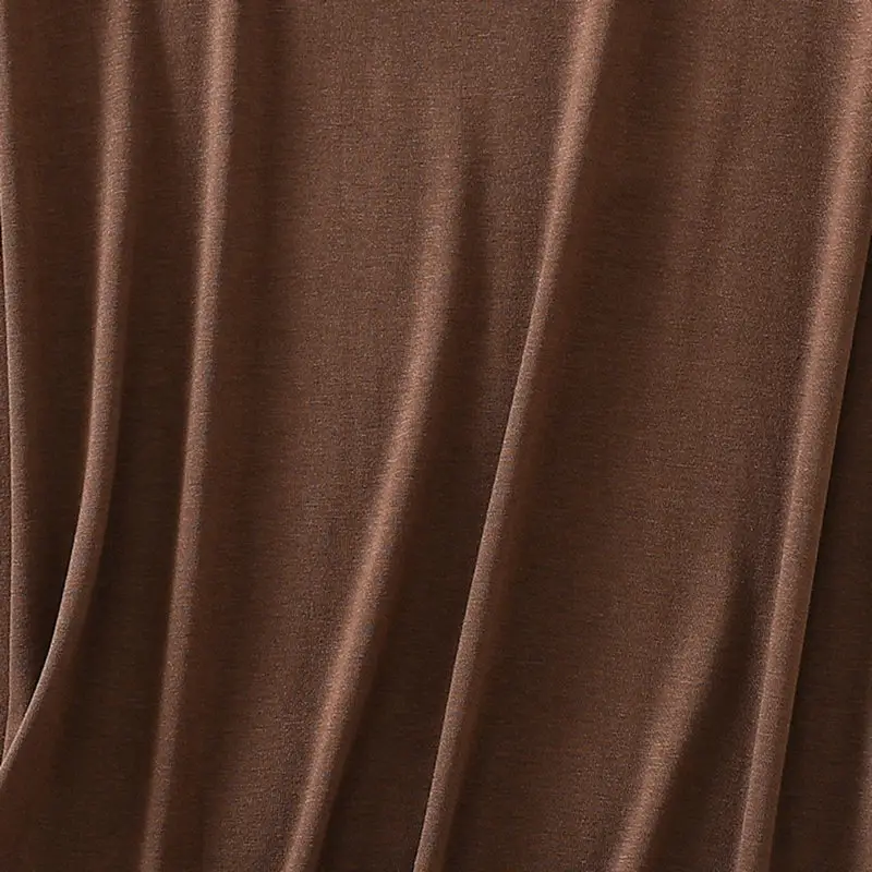 Women Brown Modal T-Shirt Short Sleeve Loose Fit — feature 40