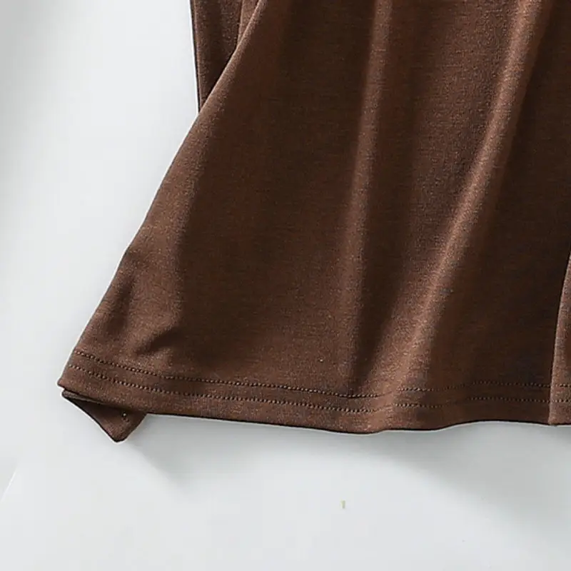 Women Brown Modal T-Shirt Short Sleeve Loose Fit — feature 41