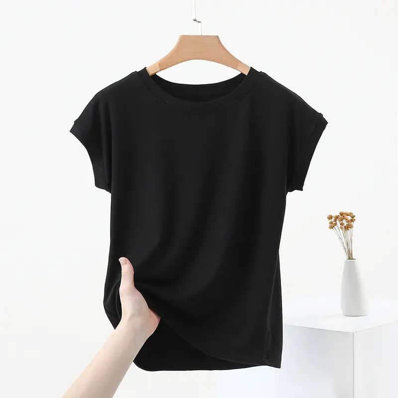 Women Brown Modal T-Shirt Short Sleeve Loose Fit — feature 6