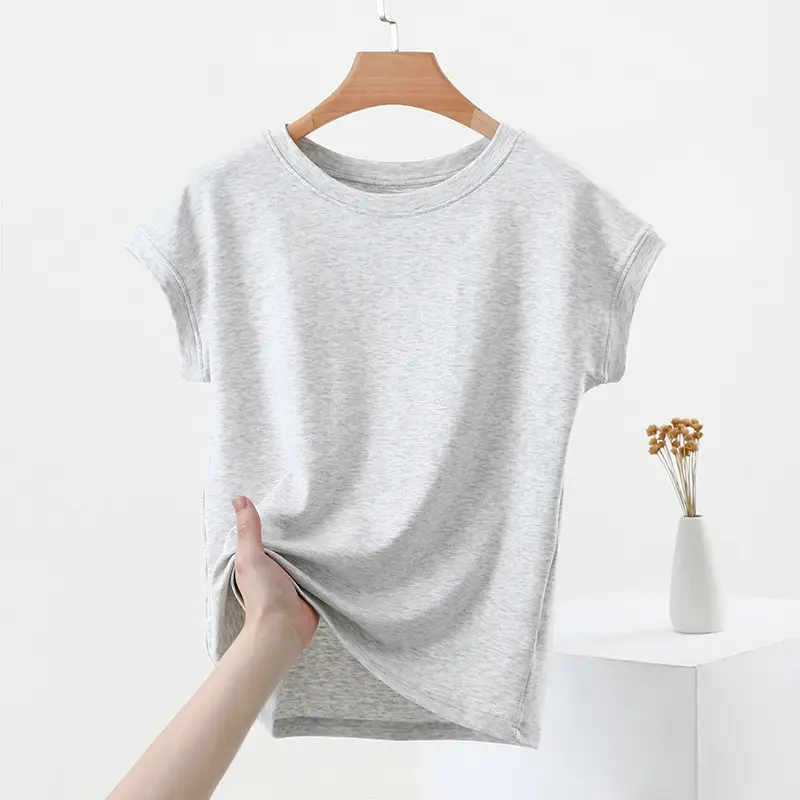 Women Brown Modal T-Shirt Short Sleeve Loose Fit — feature 7