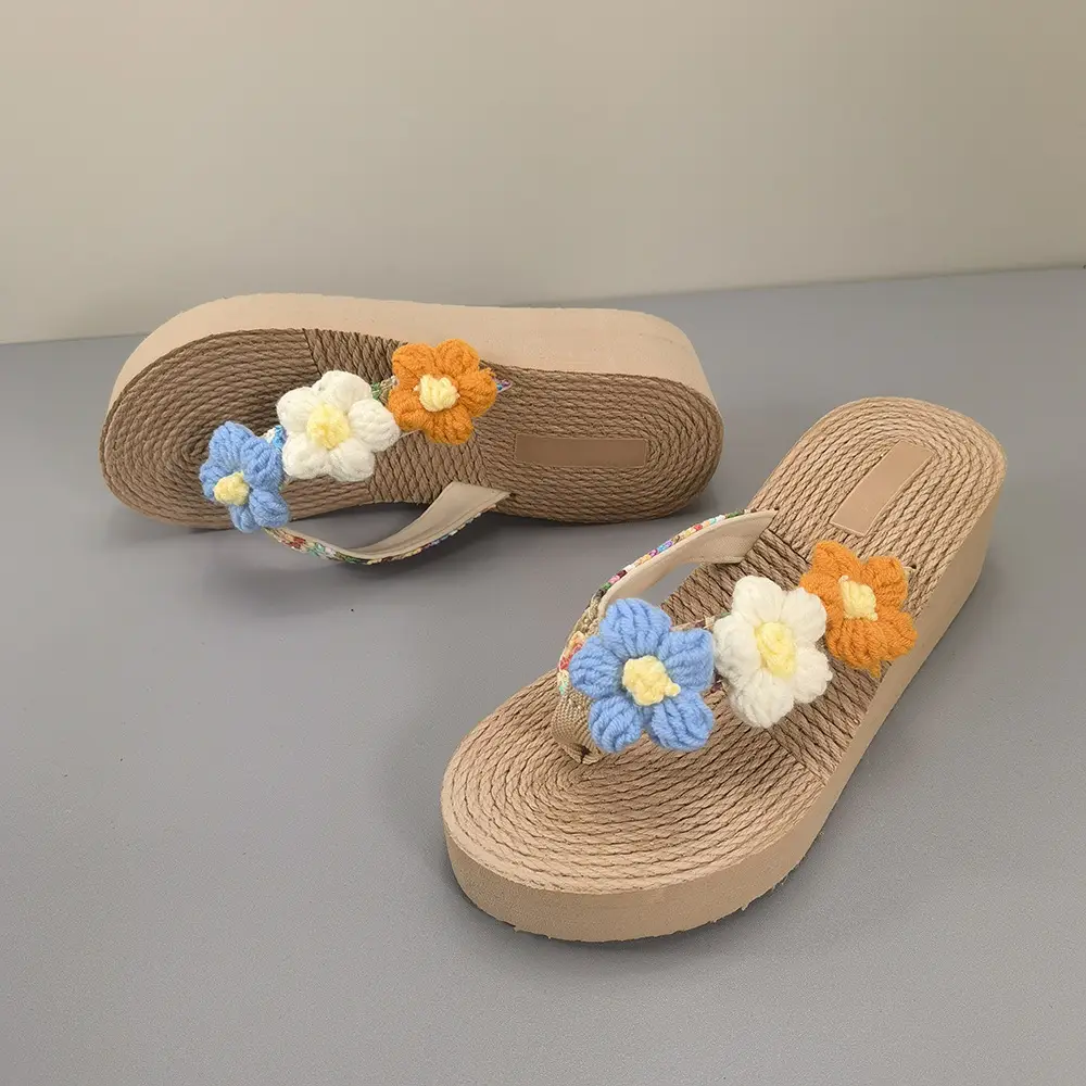 Bohemian Flower Wedge Flip Flops for Women Summer - Image 4