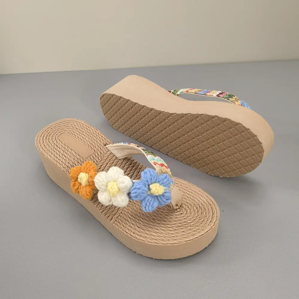 Bohemian Flower Wedge Flip Flops for Women Summer - Image 5