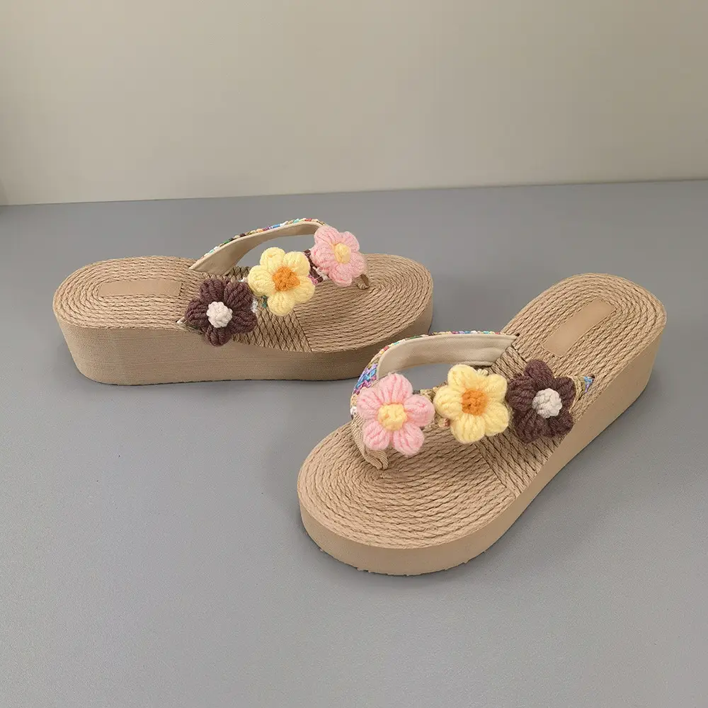 Bohemian Flower Wedge Flip Flops for Women Summer - Image 6