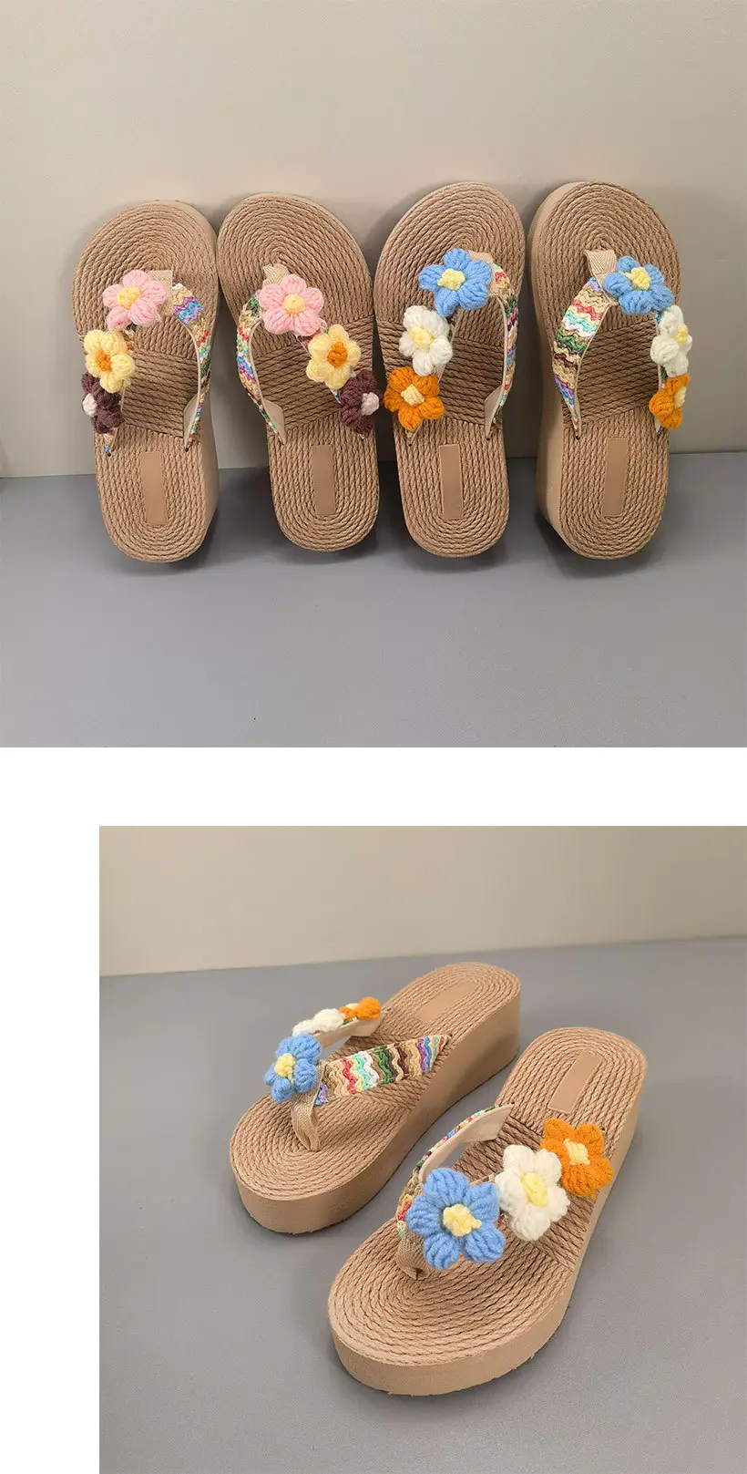 Bohemian Flower Wedge Flip Flops for Women Summer β feature 13