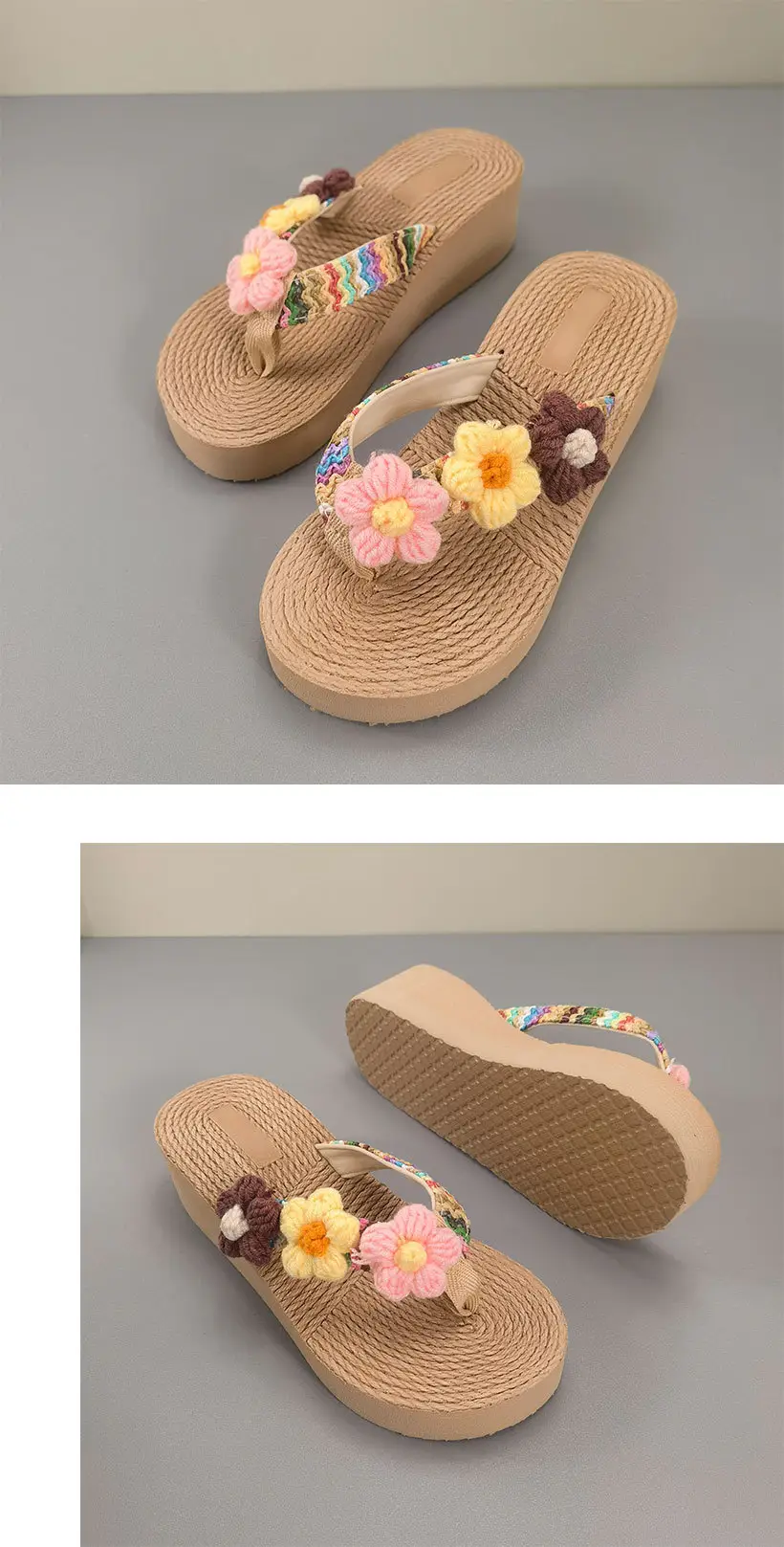 Bohemian Flower Wedge Flip Flops for Women Summer β feature 16