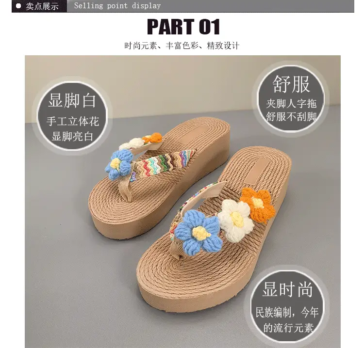 Bohemian Flower Wedge Flip Flops for Women Summer β feature 9