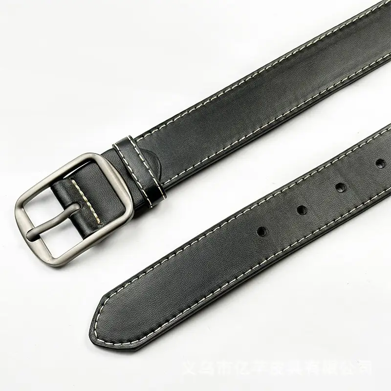 2024 Women's Black Leather Belt with Silver Buckle β feature 6