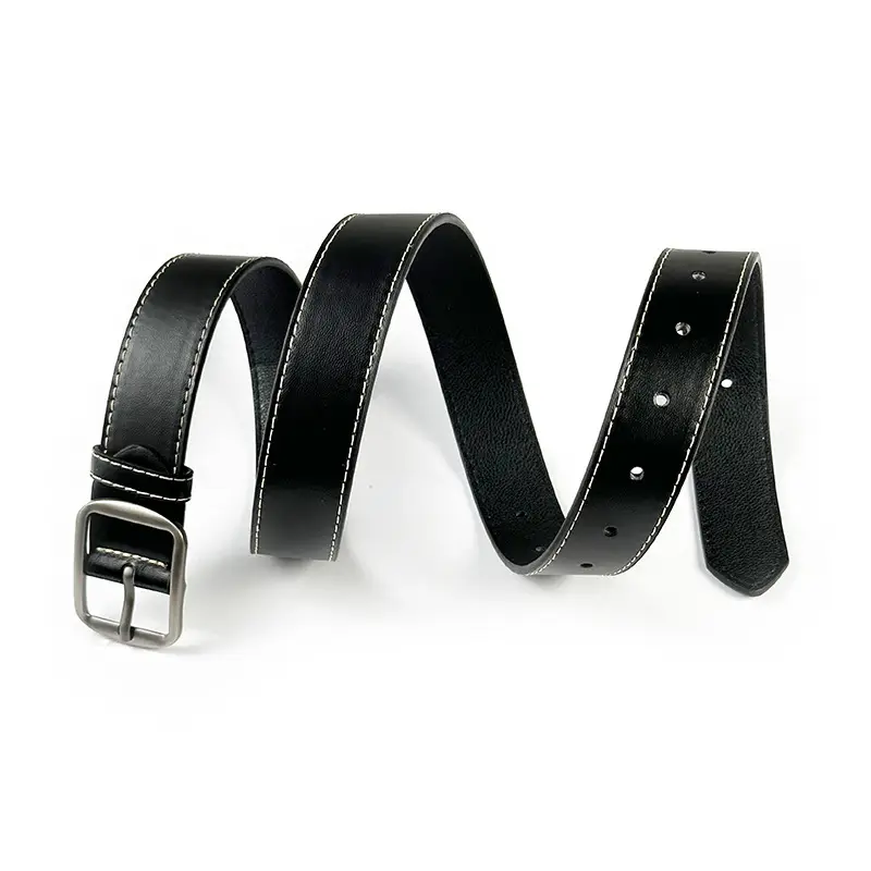 2024 Women's Black Leather Belt with Silver Buckle β feature 7