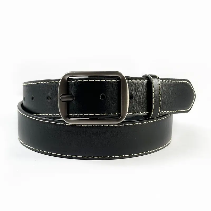 2024 Women's Black Leather Belt with Silver Buckle β feature 8