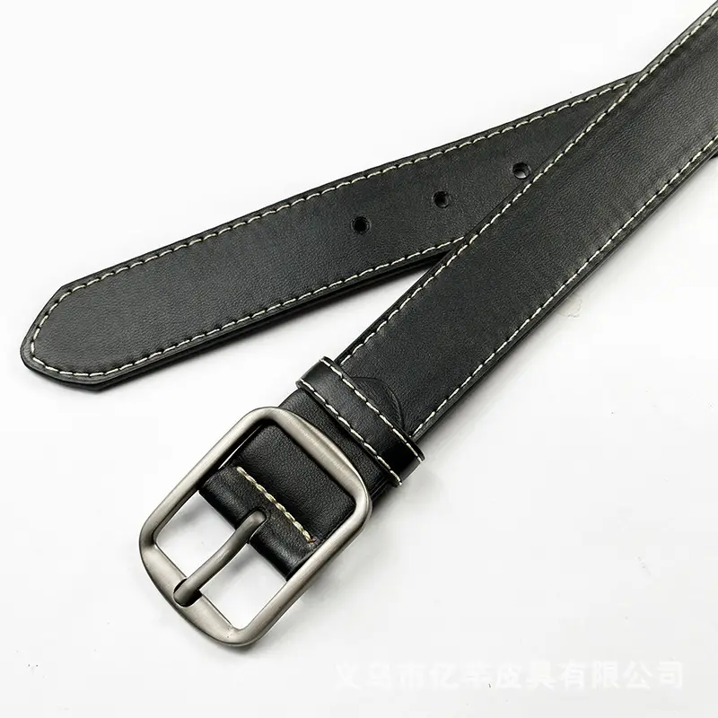 2024 Women's Black Leather Belt with Silver Buckle β feature 9