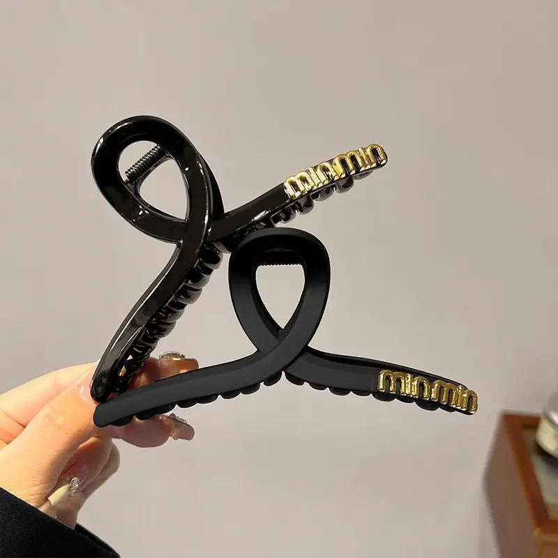 South Korea Letter Black Hairpin Women's Large Size - Image 9