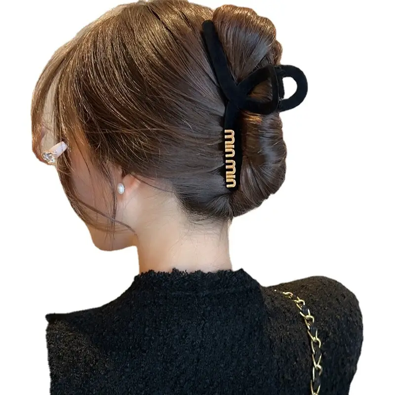 South Korea Letter Black Hairpin Women's Large Size - Image 11