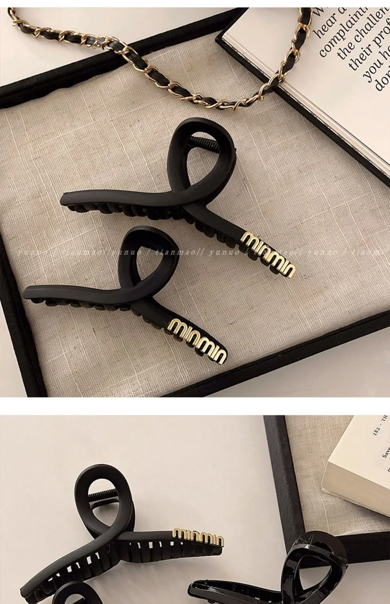 South Korea Letter Black Hairpin Women's Large Size — feature 12