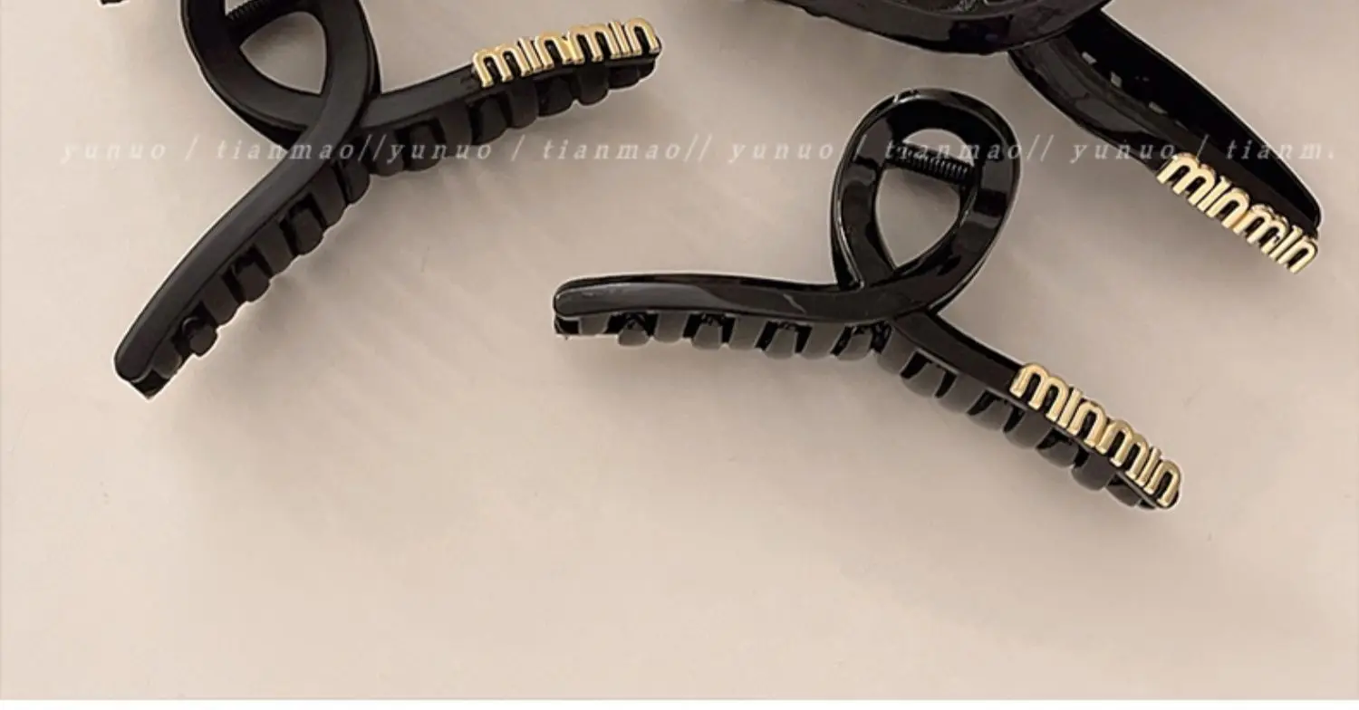 South Korea Letter Black Hairpin Women's Large Size — feature 13