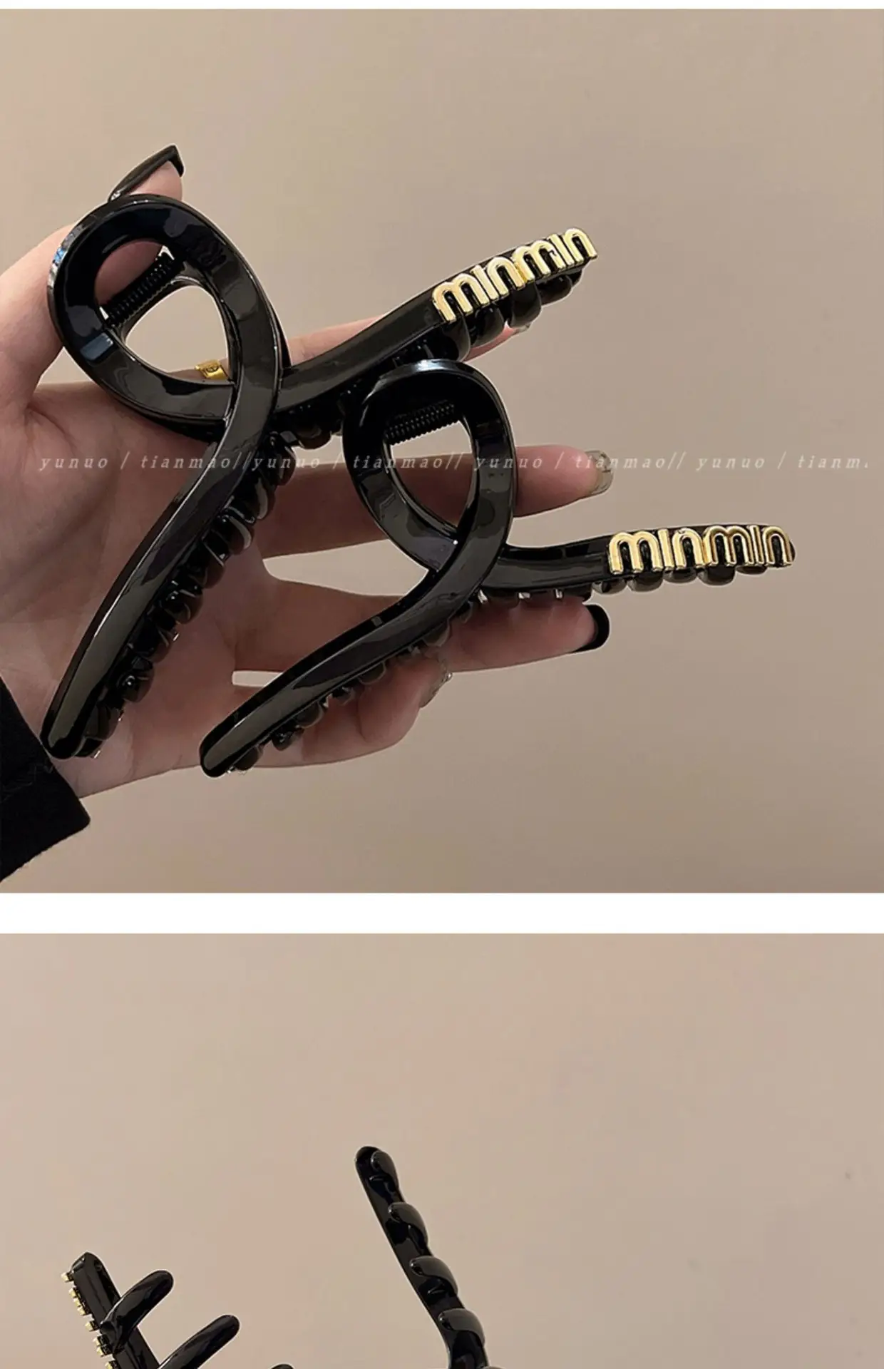 South Korea Letter Black Hairpin Women's Large Size — feature 16
