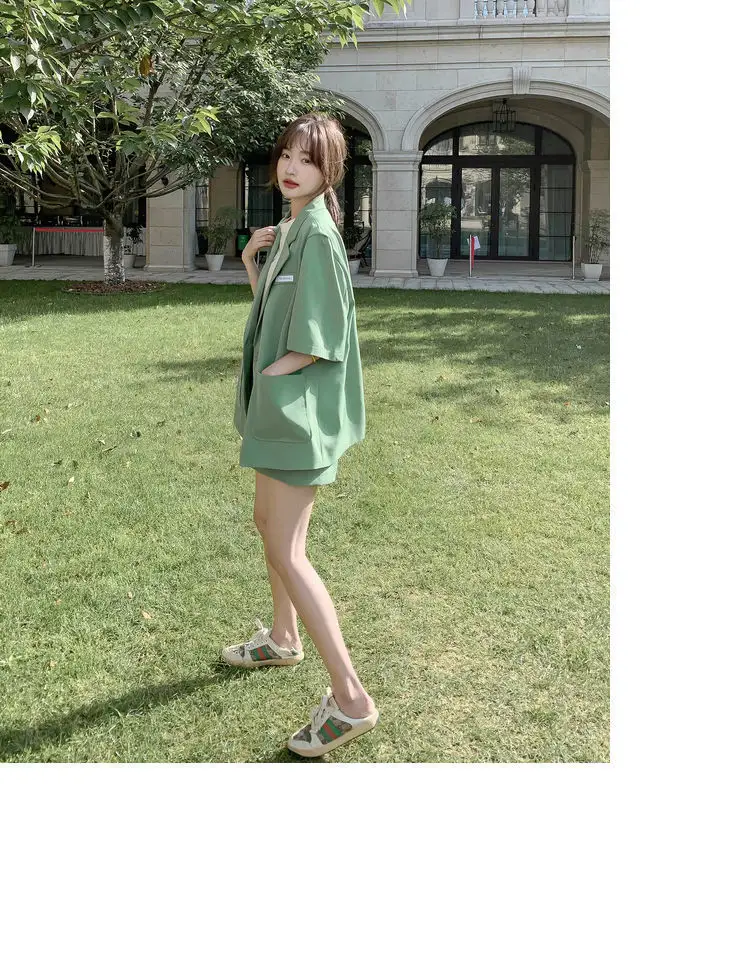 Green Korean Style 2-Piece Women Suit Set — feature 10