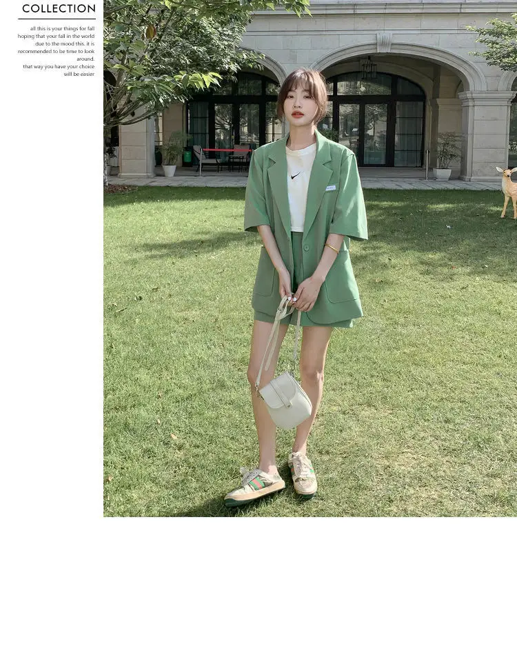 Green Korean Style 2-Piece Women Suit Set — feature 11