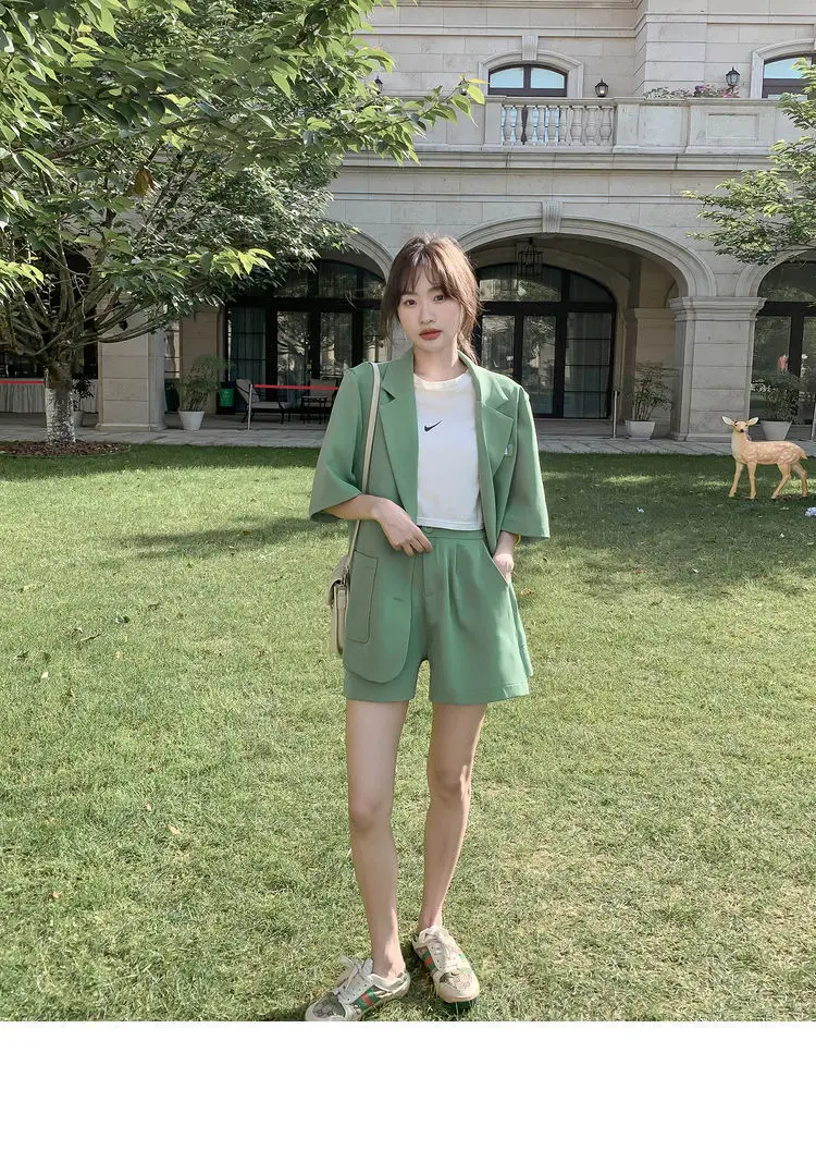 Green Korean Style 2-Piece Women Suit Set — feature 12