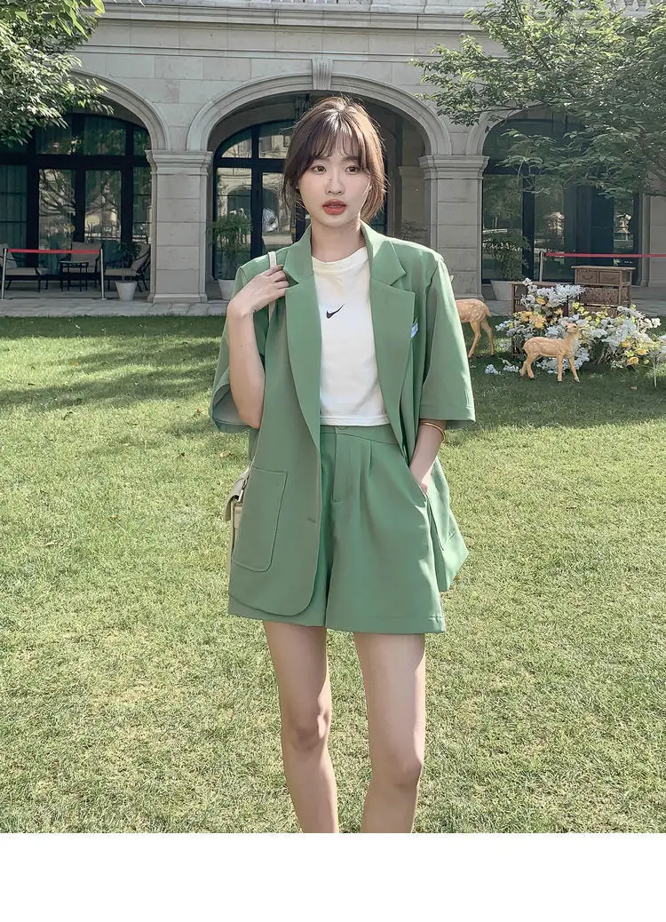 Green Korean Style 2-Piece Women Suit Set — feature 14