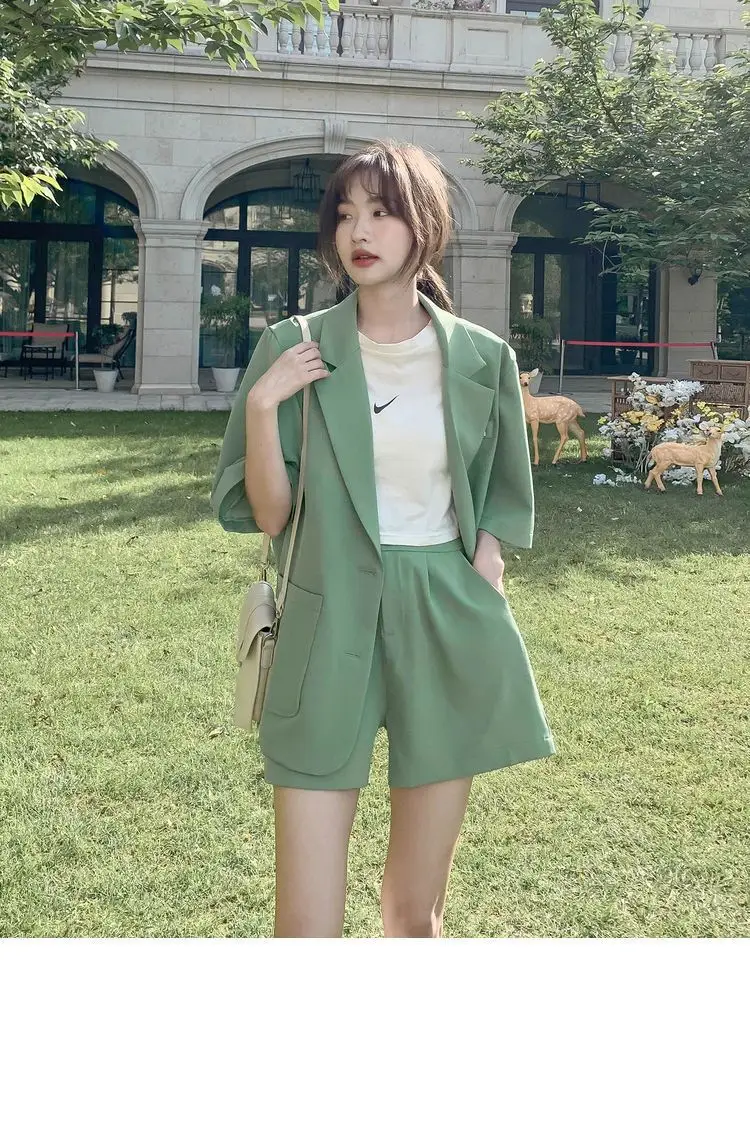 Green Korean Style 2-Piece Women Suit Set — feature 16