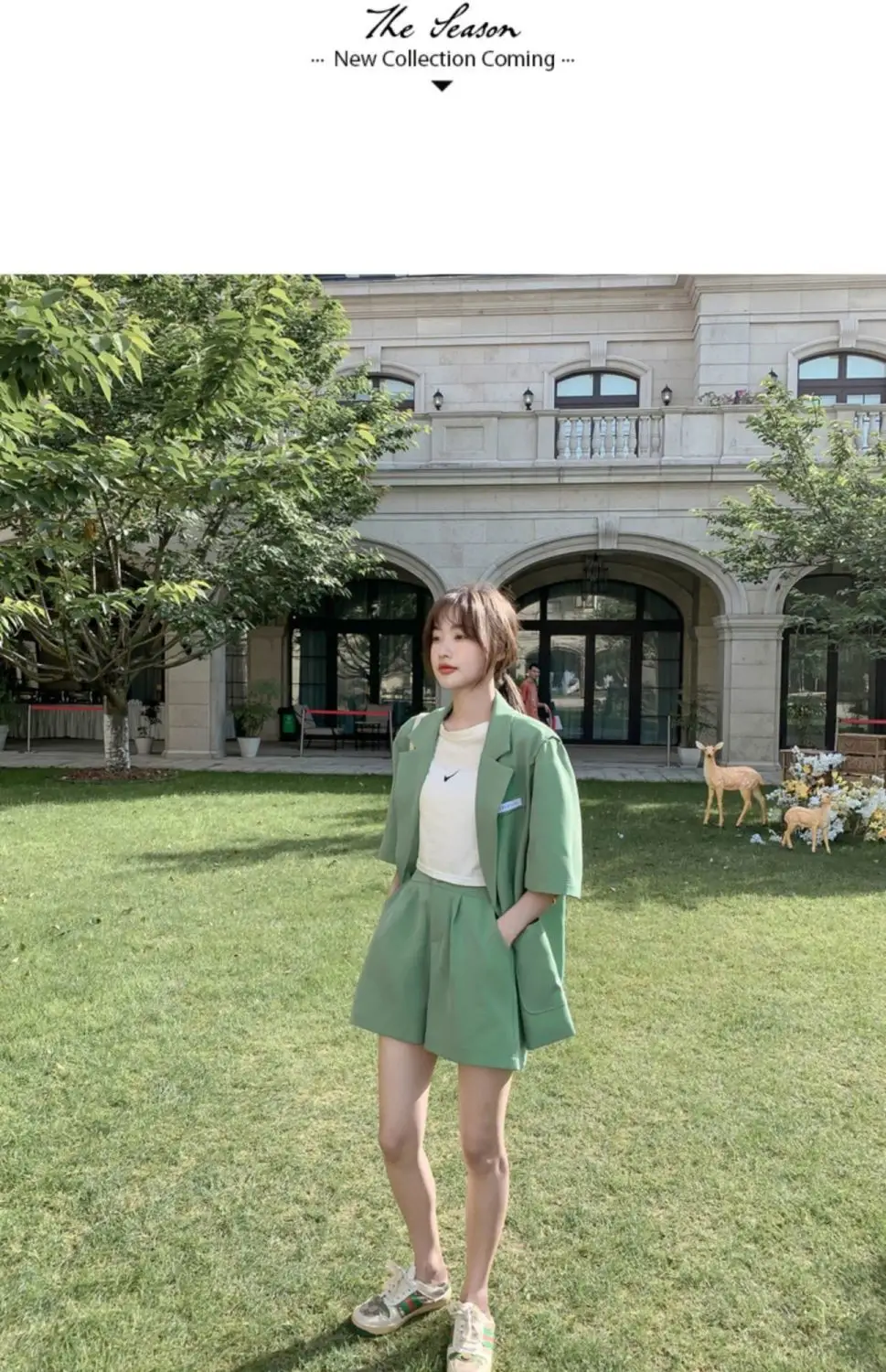 Green Korean Style 2-Piece Women Suit Set — feature 7