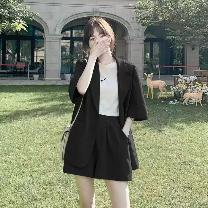 Green Korean Style 2-Piece Women Suit Set - Image 2