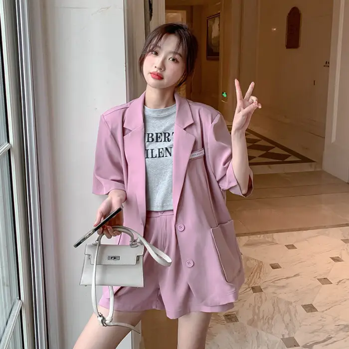 Green Korean Style 2-Piece Women Suit Set - Image 3