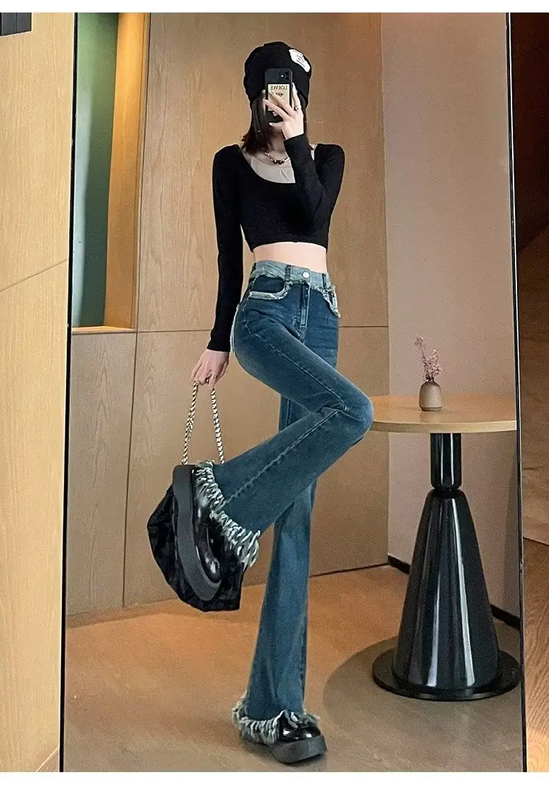 High Waist Stitching Jeans for Women 2023 Slim Fit - Image 4