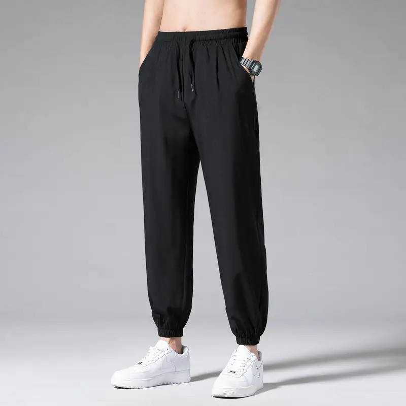 2023 Summer Ice Silk Loose Ankle-Tied Sports Pants for Men - Image 11
