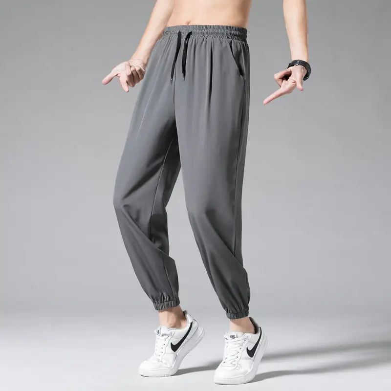 2023 Summer Ice Silk Loose Ankle-Tied Sports Pants for Men - Image 13
