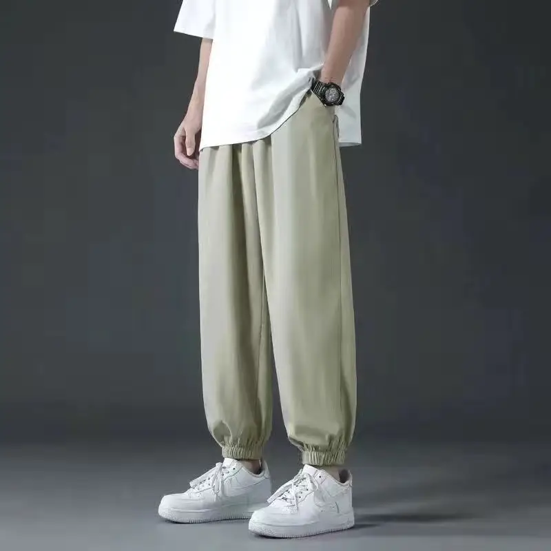 2023 Summer Ice Silk Loose Ankle-Tied Sports Pants for Men - Image 4