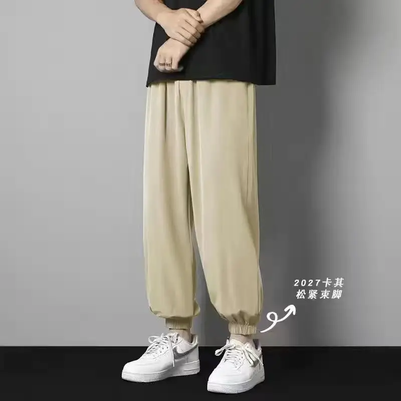 2023 Summer Ice Silk Loose Ankle-Tied Sports Pants for Men - Image 5